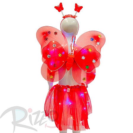 Kit Fantasia Carnaval - Borboleta - Tiara Led - Roxo - Mod:638