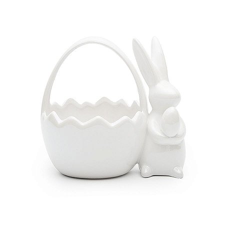 Cachepot Coelho Branco - 1 unidade - Cromus -