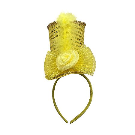 Tiara Luxo Carnaval com aplique Cartola  - Amarelo - Mod 201 - 01 unidade - Rizzo