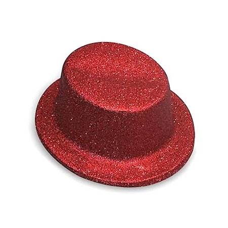 Adereço de Carnaval Chapéu Glitter - Vermelho - Mod 7006 - 01 unidade - Rizzo
