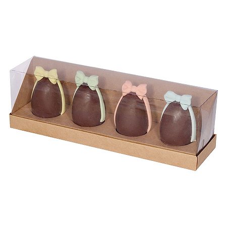 Caixa Vitrine Ovo 50g com 4 Cavidades Kraft - 5 unidades - Decora Festas Ltda - Rizzo