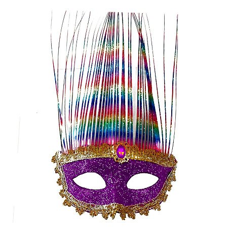 Máscara de Carnaval Glitter Luxo Mod 431 -Roxo - 01 unidade - Rizzo