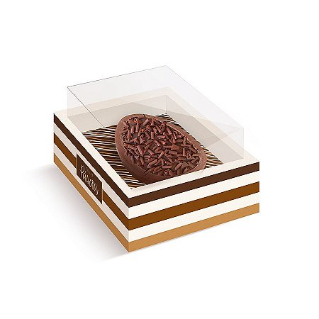 Caixa New Moldura para Meio Ovo - Tons de Chocolate - 06 Unidades - Cromus Páscoa- Rizzo