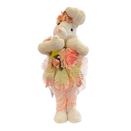Boneco de Páscoa - Coelho com Roupa de Flores - 01 UN - Cromus -