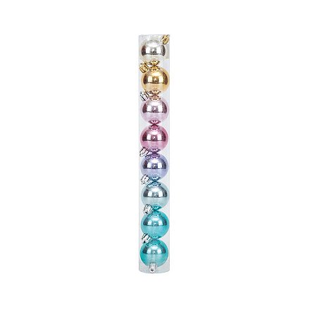 Bolas em Tubo Rainbow Lisa 8cm - 08 unidades - Cromus Natal