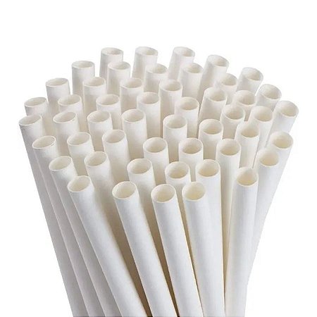 Canudo de Papel - Branco - 22cm - 100 UN - ArtLille -