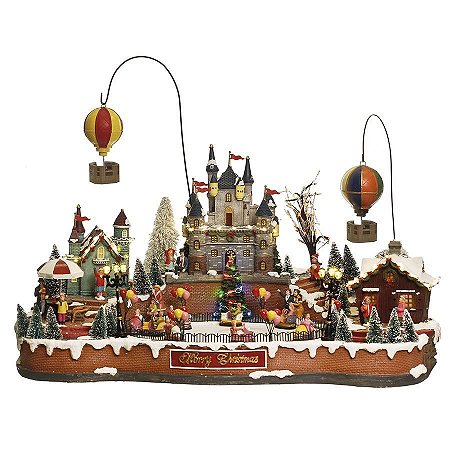 Cenário Vila com Balões - Luz Som e Movimento Bivolt 65cm - 01 unidade - Cromus Natal - Rizzo