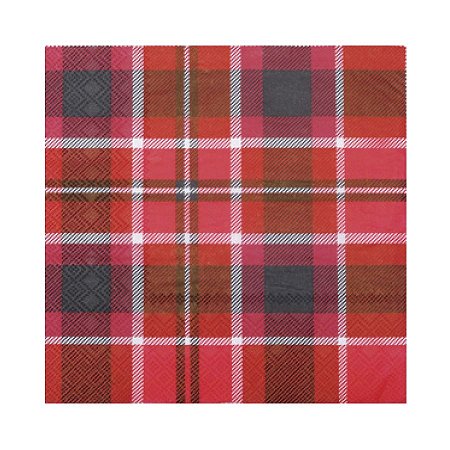 Guardanapo de Papel - Xadrez -  Verm/Preto/Branco 32,5cm x 32,5cm - 20 unidades - Cromus Natal -