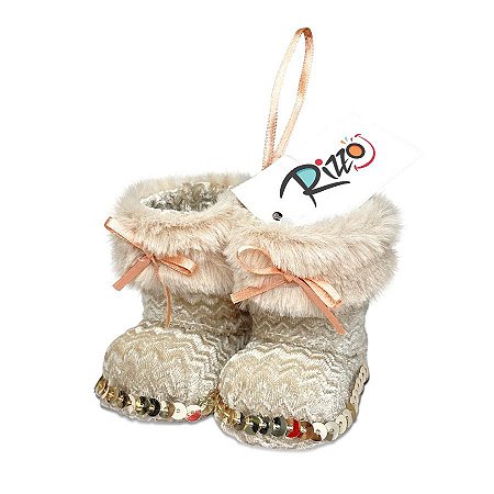 Enfeite para Pendurar - Bota Decorativa - Rosê - 8cm - 01 unidade - Natal Tok da Casa - Rizzo