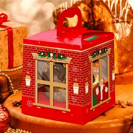 Caixa Para Panetone com Gaveta e Doces 500g Linha Sweet Home Natal - 01 unidade - Rizzo