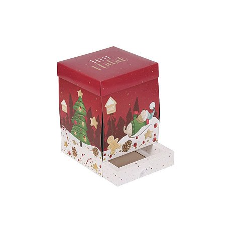 Caixa Explosão com Gaveta e Panetone 500g Natal Mágico 01 Unidade Decora Doces Rizzo