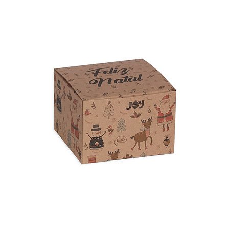 Caixa Quadrada Natal Retro Kraft 10 Unidades Decora Doces Rizzo