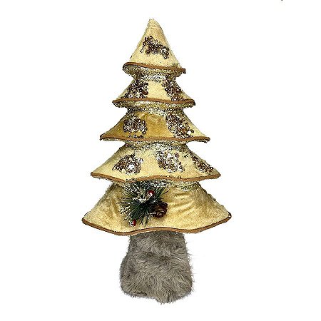 Enfeite Decorativo - Árvore Cute - Dourado/Nude - 32cm - 01 unidade - Natal Tok da Casa - Rizzo