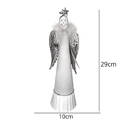 Enfeite Decorativo em Metal - Anjo - Rosa/Dourado - 29cm - Natal Tok da Casa - Rizzo
