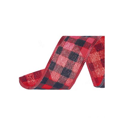 Fita Aramada Xadrez Vermelho e Preto3,8cm x 914cm - 01 unidade - Cromus Natal -
