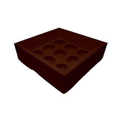Caixa Base Brigadeiro - Marrom - N2 (13cm x13cm x3,5cm) - 5 unidades - Assk -