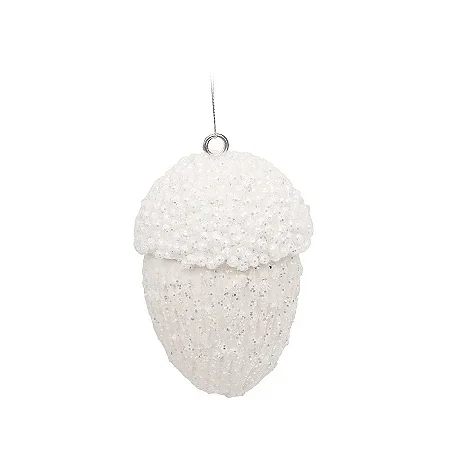 Enfeite para Pendurar Pinha Branca 11cm - 1 unidade - Cromus Natal - Rizzo