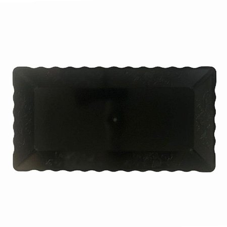 Bandeja Retangular Plástico Liso Preto - 16x30cm - 1 Un - Rizzo