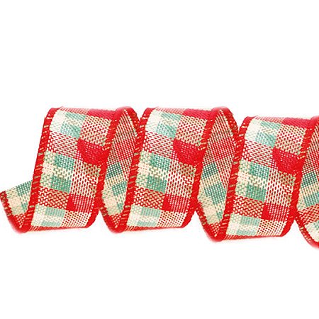 Fita Decorativa Natal Xadrez Vermelho e Verde  3,8cmx9,14 - 1 Unidade - Cromus -