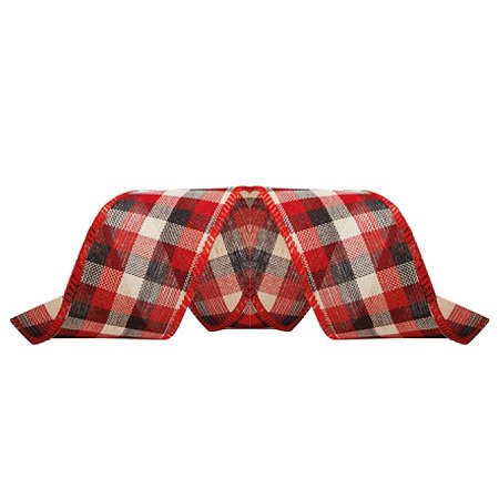 Fita Decorativa Natal Xadrez Vermelho e Preto  6,3x914cm - 1 Unidade - Cromus -