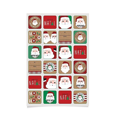 Cartela Adesiva Kraft Noelito - 28x19cm - 48 Etiquetas - Cromus