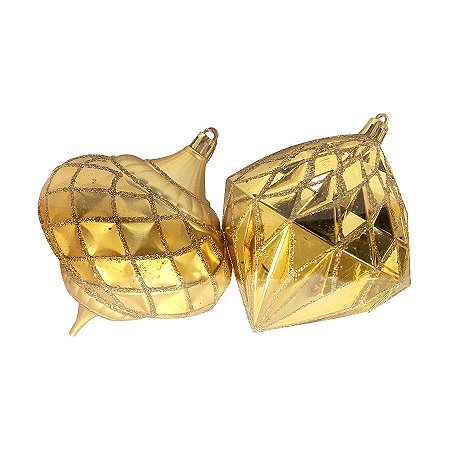 Kit Bola Pião - Dourado - 10cm - 2 UN - Rizzo