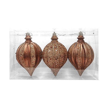 Kit Bola Losango Glitter - Marrom - 14cm - 3 UN - Rizzo