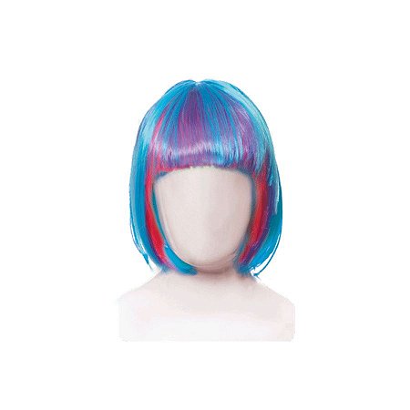 Fantasia Peruca Chanel Azul e Rosa Festa Carnaval 01 Unidade Cromus Rizzo