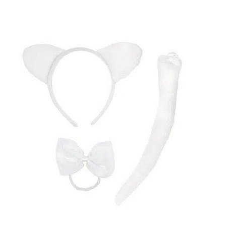 Kit Fantasia Gatinha Branca Festa Carnaval 03pçs 01 Unidade Cromus Rizzo