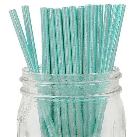 Canudo de Papel Nacarado Verde 20 cm - 20 Unidades - Cromus -