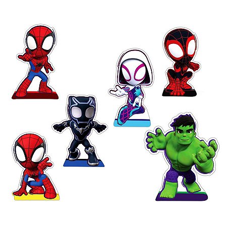 Kit Enfeite de Mesa Festa Spidey Amazing Friends - Disney Junior - 6 PÇs - 1 UN - Piffer - Rizzo