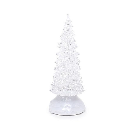 Pinheiro Decorativo Incolor com Led Amarelo 32 cm - 01 unidade - Cromus Natal - Rizzo Embalagens