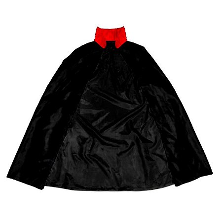 Capa de Vampiro - Halloween - Preto c/ gola Vermelha - Infantil - 01 unidade - Rizzo