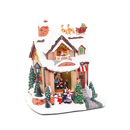 Cenário Natalino - Casa Papai Noel mod.2 - Som, Luz e Movimento - 01 unidade - Cromus Natal - Rizzo