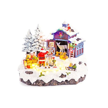Cenário Natalino - Casa Papai Noel - Som, Luz e Movimento - Bivolt - 01 unidade - Cromus Natal - Rizzo