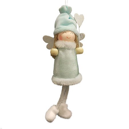 Enfeite para Pendurar Anjo Azul Coração - 01 unidade - Cromus Natal - Rizzo