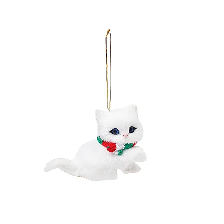 Enfeite para Pendurar Pelúcia Gato Angora - 01 unidade - Cromus Natal - Rizzo