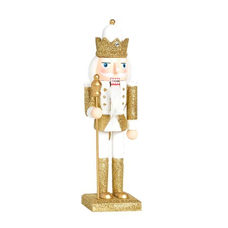 Soldado de Chumbo de Madeira Ouro e Branco com Lança 26cm - 01 unidade - Cromus Natal - Rizzo