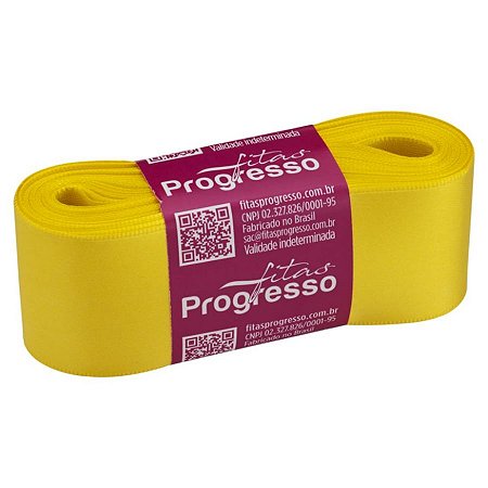 Fita de Cetim Progresso 38mm nº9  -10m Cor 763 Amarelo Gema - 01 unidade