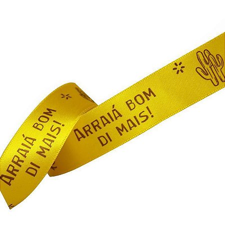 Fita de Cetim Amarelo Arraiá Bom Di Mais - 22mm - 10 metros - Progresso