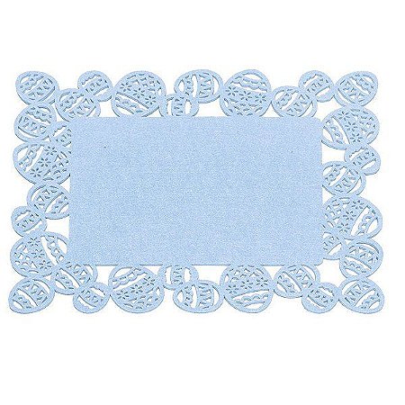 Jogo Americano Retangular em Feltro Borda Ovo 30cm - Azul - Mesa de Páscoa - Cromus Páscoa - Rizzo Embalagens