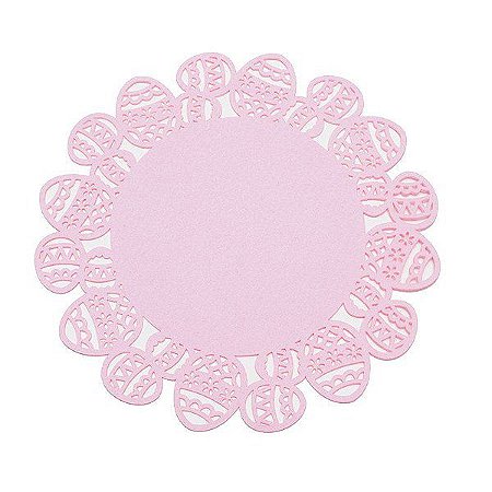 Jogo Americano em Feltro Borda Ovo 30cm - Rosa - Mesa de Páscoa - Cromus Páscoa - Rizzo Embalagens