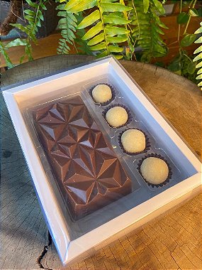 Caixa Tablete - Branco - Diamant+Bombom - 5 unidades - Crystal - Rizzo Confeitaria