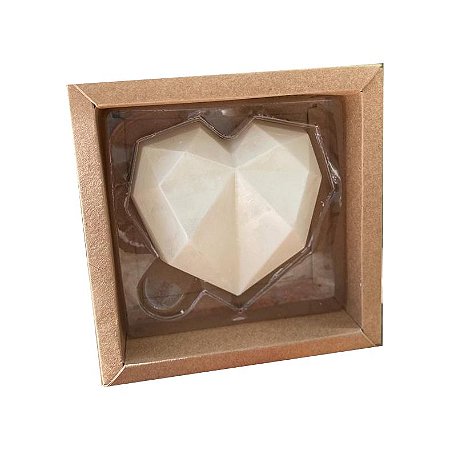 Caixa Coração Lapidado 500gr - 1Cav. Kraft - 5 un. - Crystal - Rizzo Confeitaria