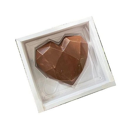 Caixa Coração Lapidado  200gr - 1Cav. Branco - 5 un. - Crystal - Rizzo Confeitaria