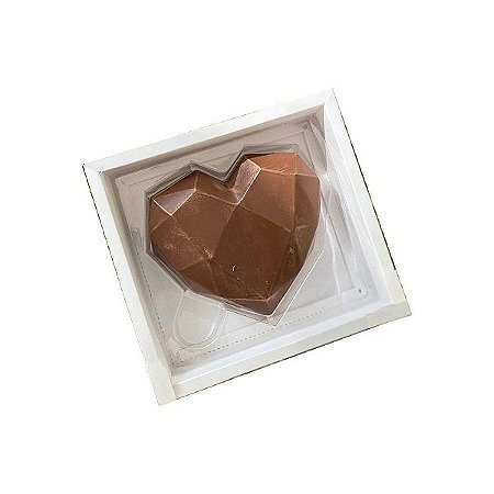 Caixa Coração Lapidado 500gr - 1Cav. Branco - 5 un. - Crystal - Rizzo Confeitaria