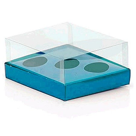 Caixa Ovo de Colher Triplo - Meio Ovo de 50g a 80g - Azul - 20,5 x 17 x 8,5 cm - 5 un - Assk Rizzo Confeitaria
