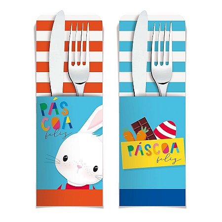 Porta Talher Decorativo Brilho de Páscoa - 08 unidades - Cromus Páscoa - Rizzo