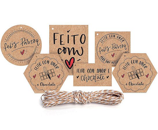 Kit Fechamento Para Presente Feito com Amor - 13 Peças - Cromus Páscoa - Rizzo