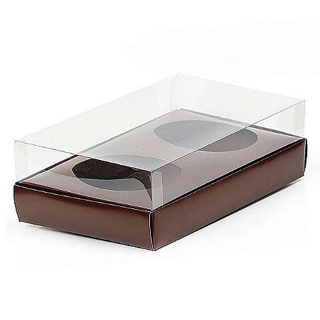 Caixa Ovo de Colher Duplo - Meio Ovo de 100g a 150g - 20cm x 13cm x 8,8cm - Marrom - 5unidades - Assk - Páscoa Rizzo Emb